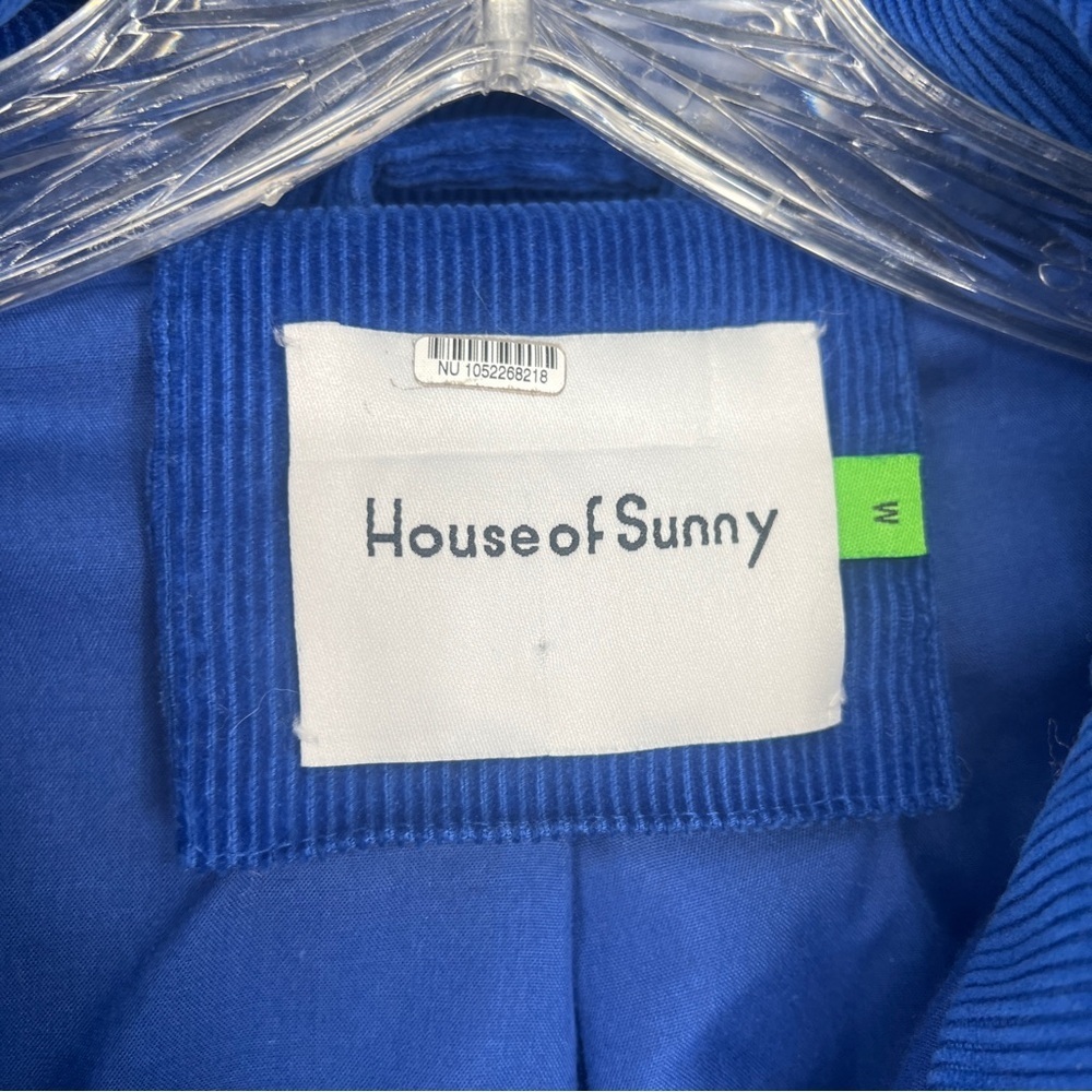 House of Sunny Faux Fur Blue Dip Dye Athleisure Bold Colorful Pullover Jacket M - Picture 4 of 6